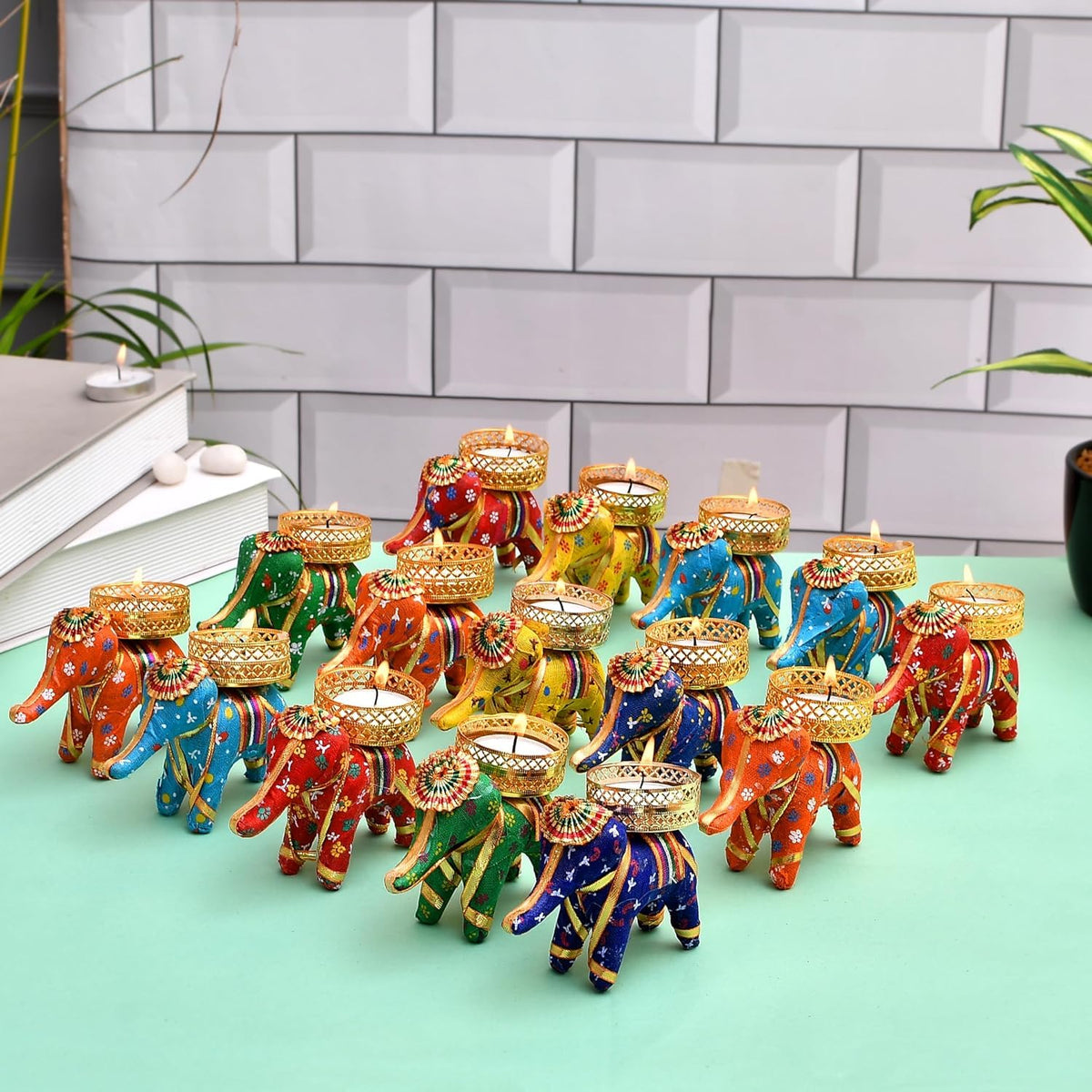 Elephant Tealight Candle Holders Set of 10 for Diwali Home Décor TeaLight