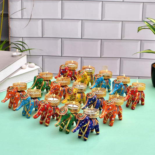Elephant Tealight Candle Holders Set of 10 for Diwali Home Décor TeaLight