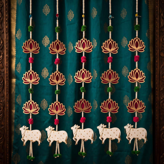 Toran Door Hanging for Home Decoration | Decorative Hanging Ornament for Living Room and Bedroom | Doorway Décor for Welcoming (Pack of 5)