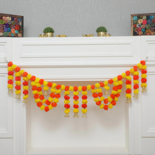 Indian Handmade Artificial Marigold Toran Flowers for Decoration
