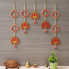 Handmade Lotus Door Wall Hanging | Toran Bandhanwar for Diwali - Set of 5 Pcs