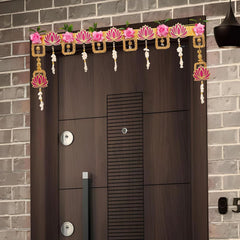 Pink Rose & Lotus torans for Entrance Door