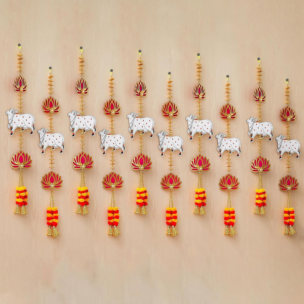 Lotus Cow Flowers Decorative Wall Hangings for Diwali Decoration (Pack of 10)