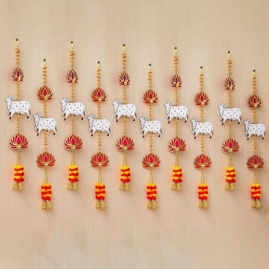 Lotus Cow Flowers Decorative Wall Hangings for Diwali Decoration (Pack of 10)