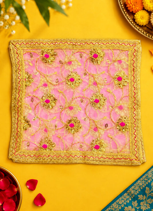 Chunri Gota Flower Baby Pink 12x12 Inches