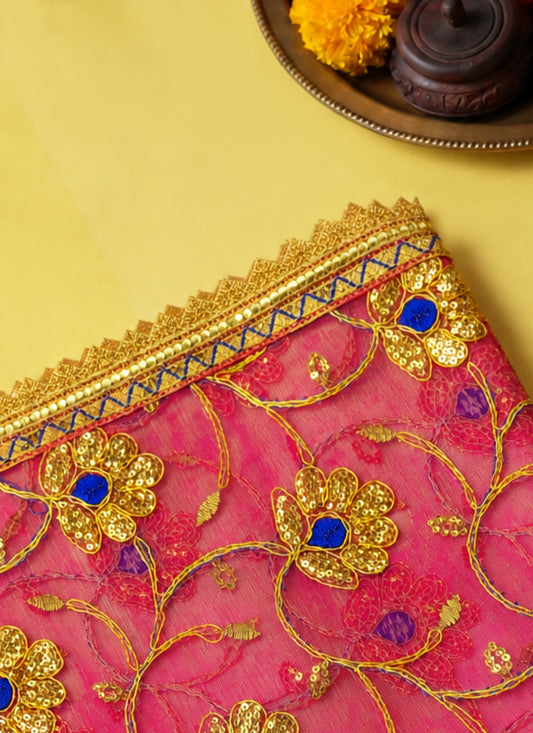 Chunri Zari Jaal Dark Pink 13x20 Inches
