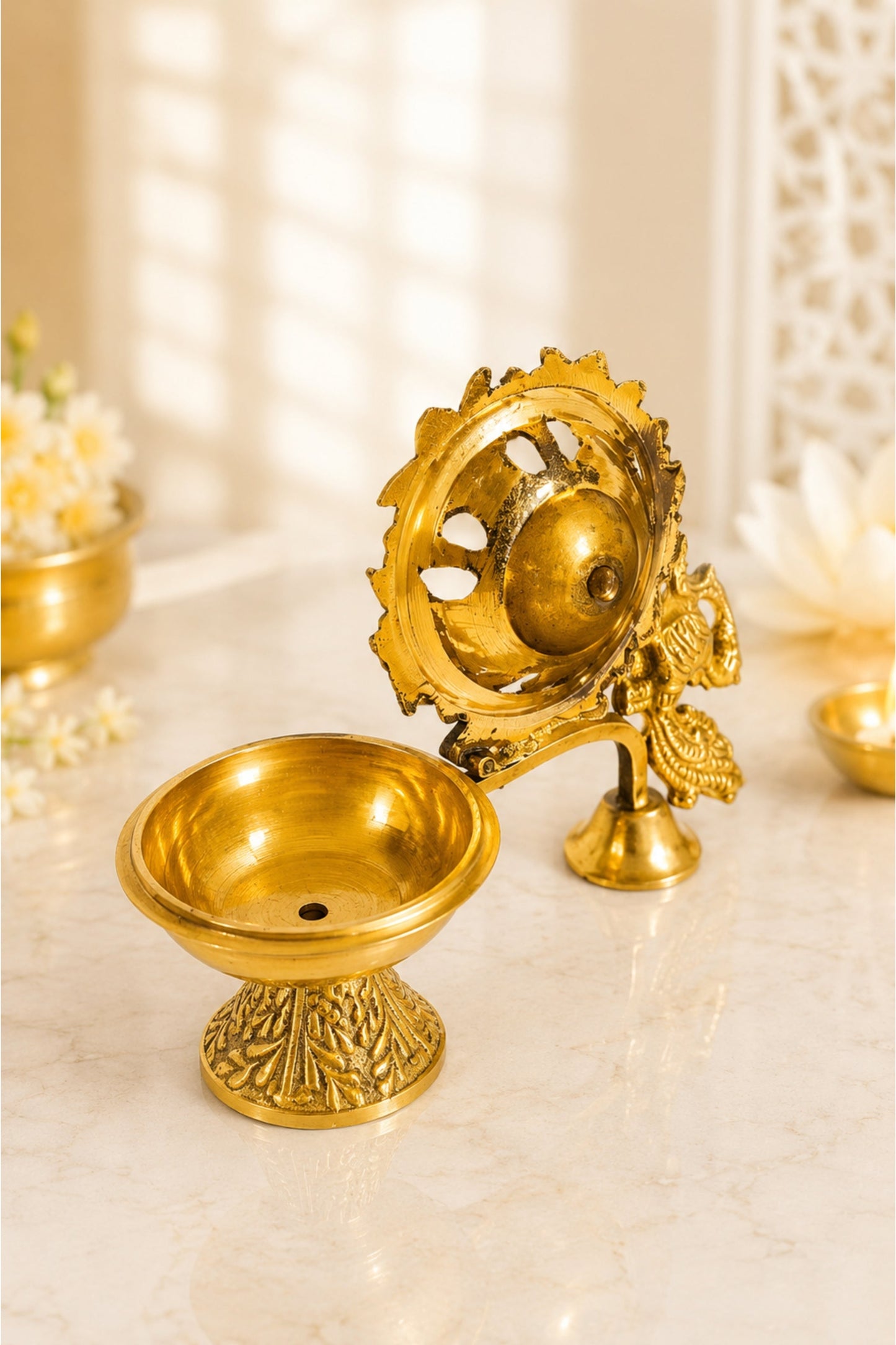 premium peacock brass incense burner with handle handcrafted brass dhoop dani for sambrani loban dhoop cups resin incense decorative pooja dhuni burner for home temple