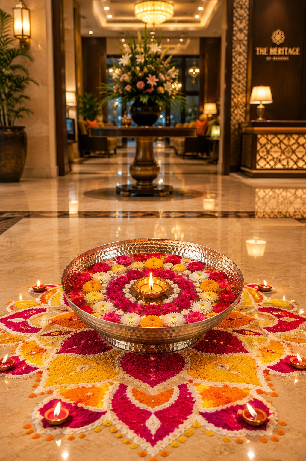 premium hammered silver urli bowl decorative metal floating flower bowl for water candles tea lights diyas handcrafted festival pooja wedding home decor centerpiece