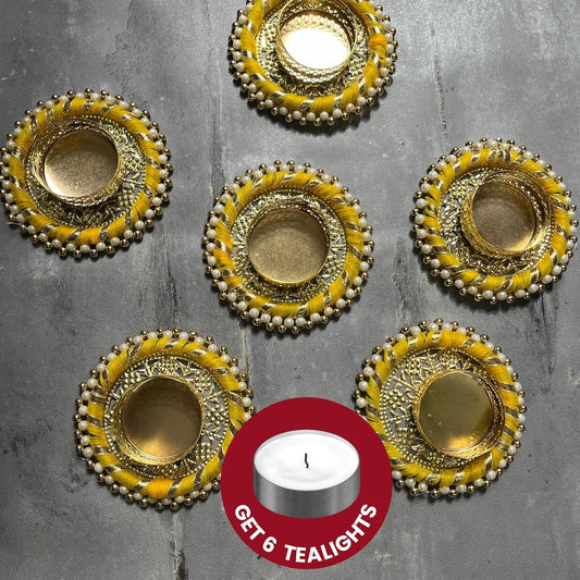 Reusable Rangoli for Puja Decor|Tealight Candle Holder - 6 Pcs