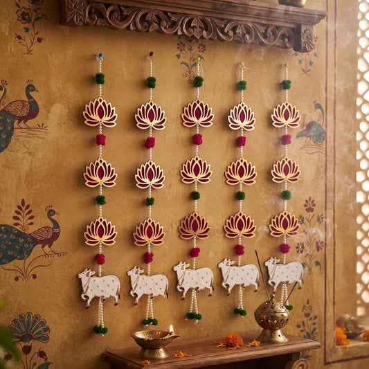 Toran Door Hanging for Home Decoration | Decorative Hanging Ornament for Living Room and Bedroom | Doorway Décor for Welcoming (Pack of 5)