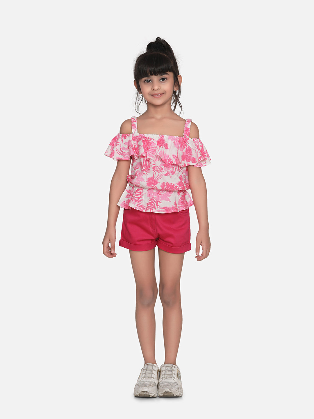 Girls Pink Cotton Top and Shorts Set