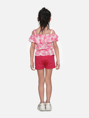 Girls Pink Cotton Top and Shorts Set