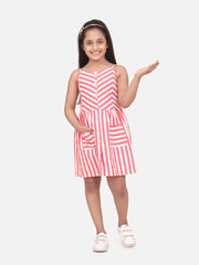 Girls Cotton Blend Yellow Stripe Dress