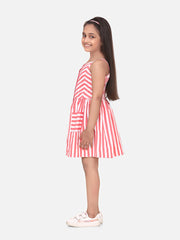 Girls Cotton Blend Yellow Stripe Dress