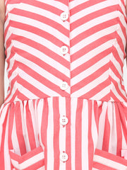 Girls Cotton Blend Yellow Stripe Dress