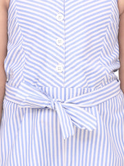 Girls Cotton Blend Yellow Stripe 3/4th Jumpsuit