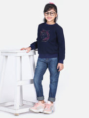 Girls Pink Crystal Unicorn embellished Winter sweatshirt