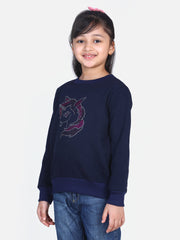 Girls Pink Crystal Unicorn embellished Winter sweatshirt