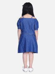 Girls Navy Blue Denim Top and Skirt Set
