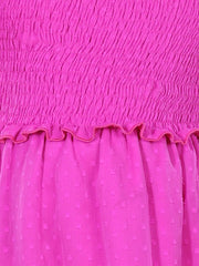 Fuchsia Self Design Polyester Dobby Dress