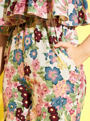 StyleStone Girls Polyester Multicolored Floral Layered Jumpsuit