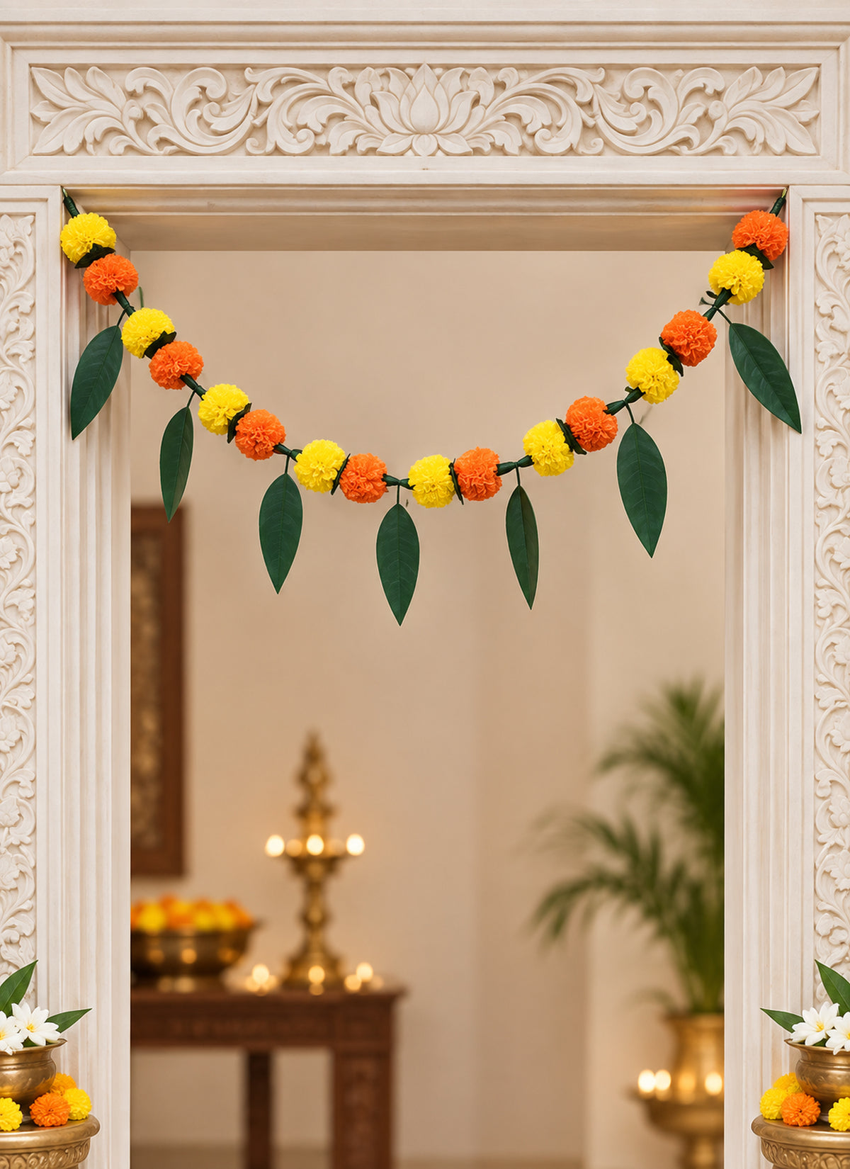 Toran Marigold Leaf Yellow Orange Green 1 Piece