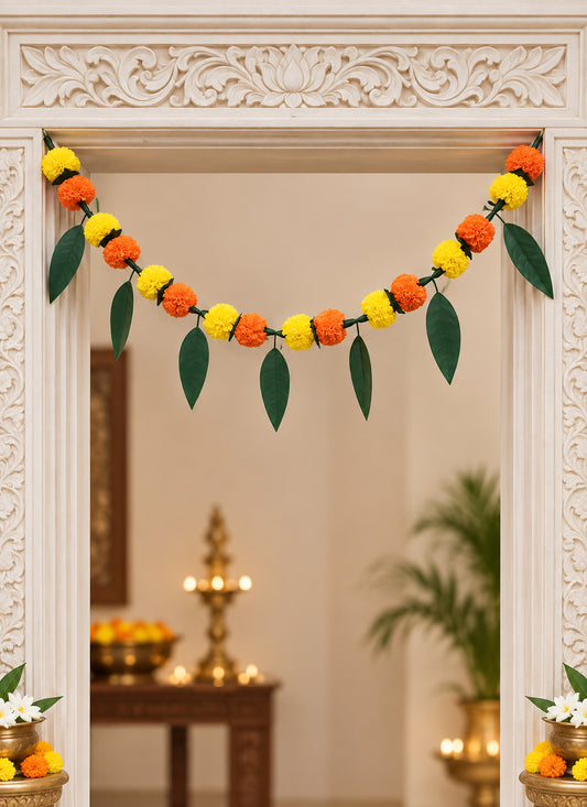 Toran Marigold Leaf Yellow Orange Green 1 Piece