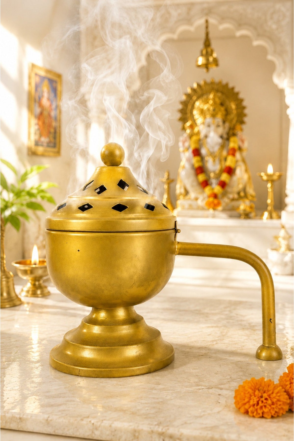 metal dhoop dani with lid for pooja loban sambrani burning covered incense burner for home temple havan meditation traditional vastu decor festive gift item copy
