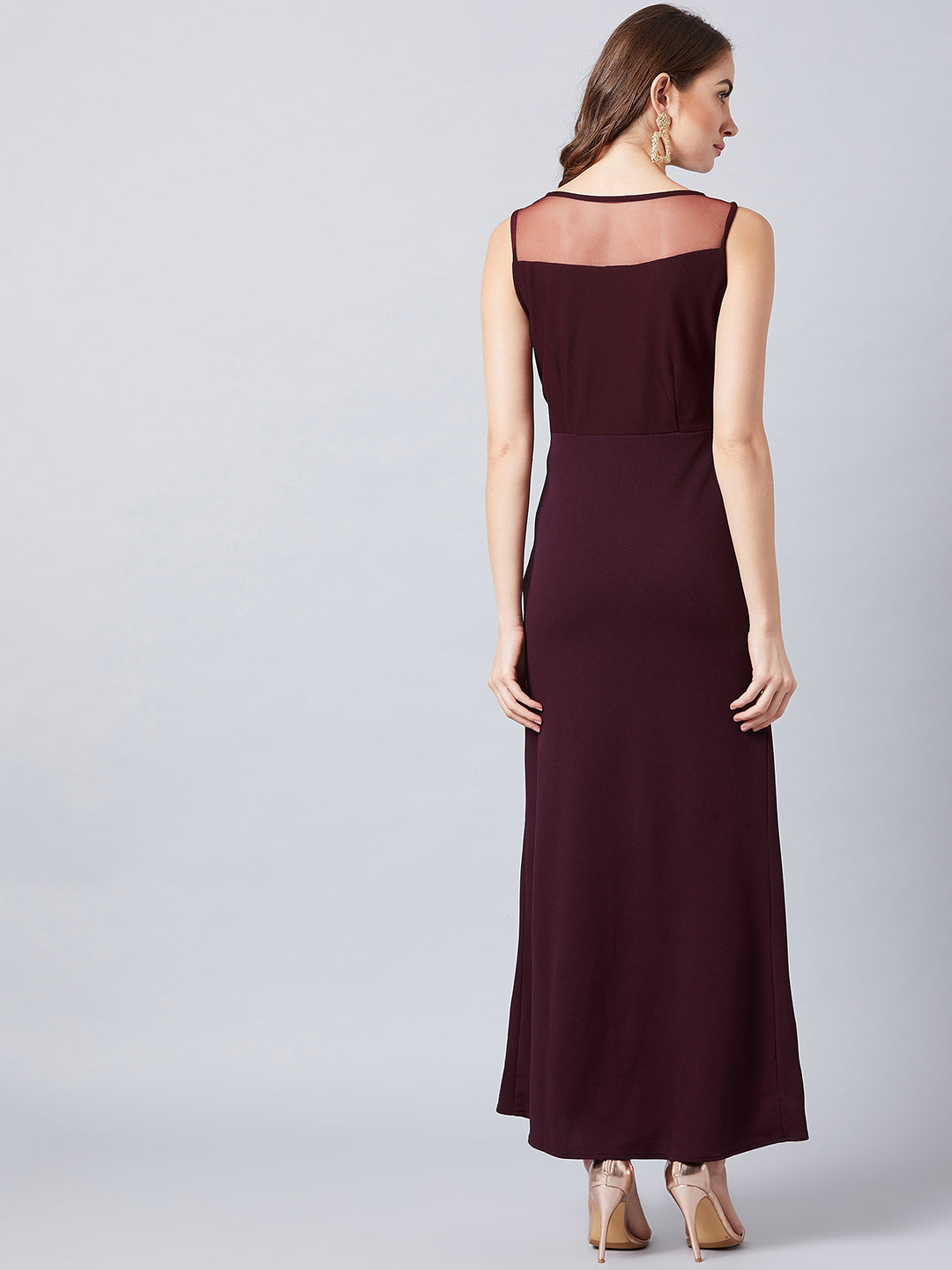 athena burgundy brown embellished maxi dress