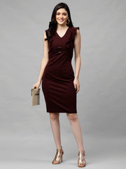 athena women burgundy solid sheath dress