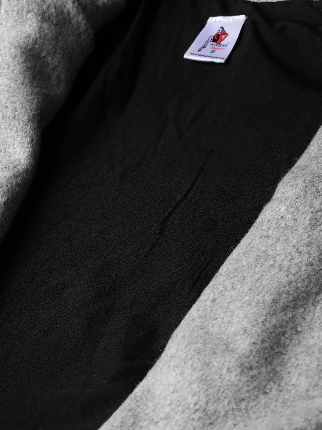 athena women grey melange solid trench coat