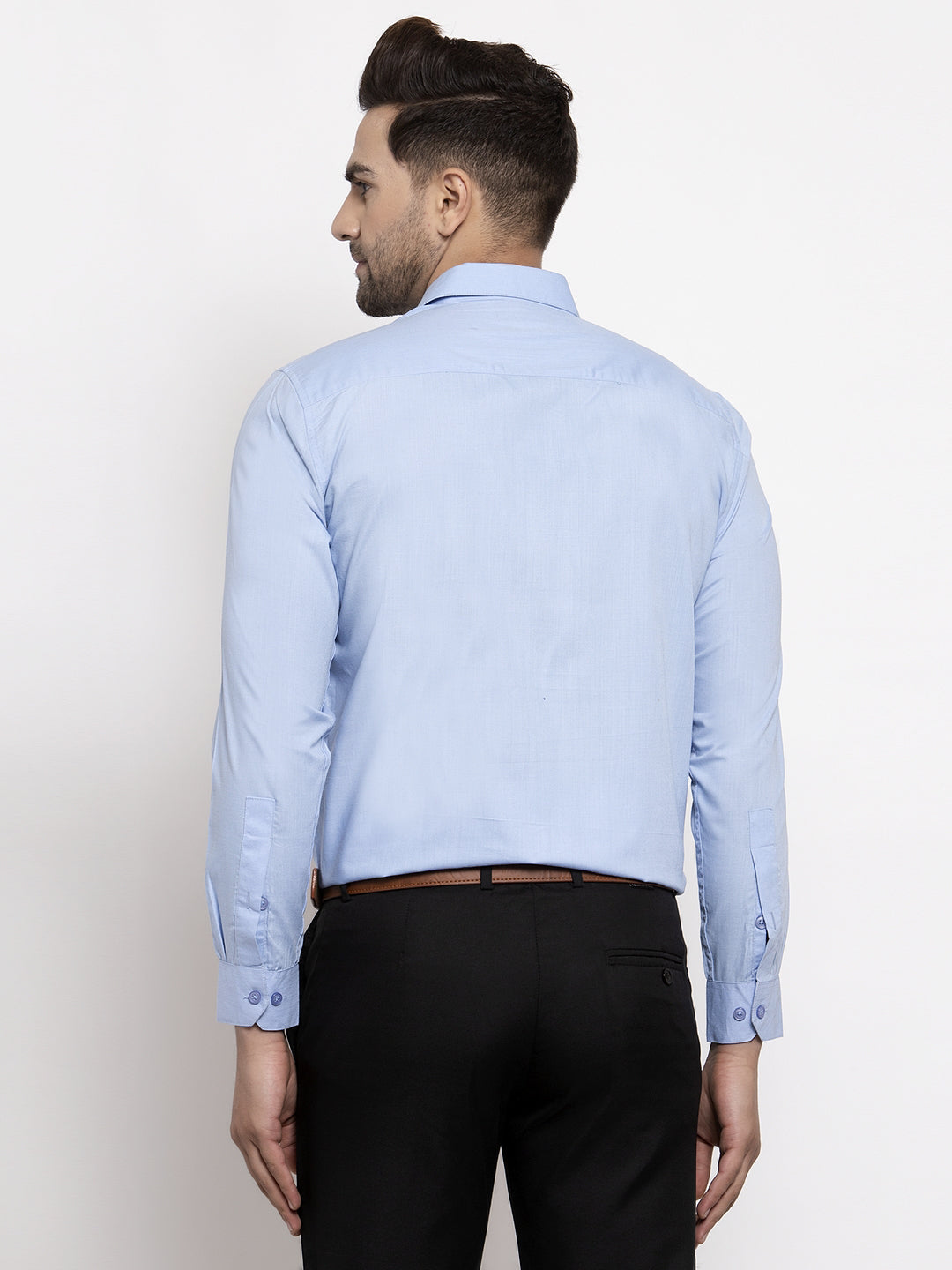 Jainish Men Firozi Blue Solid Formal Shirt
