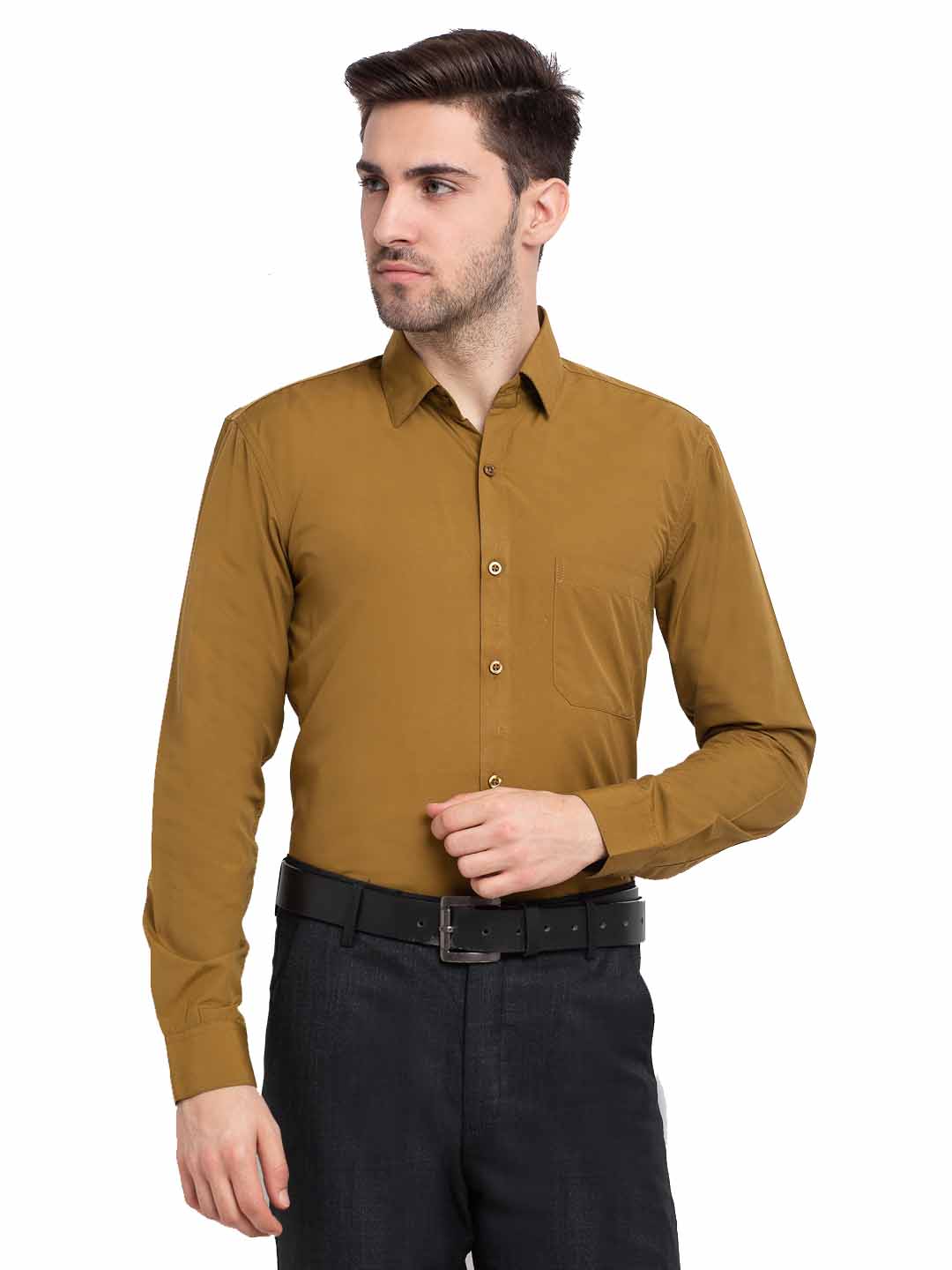 Jainish Men Mustard Solid Formal Shirt