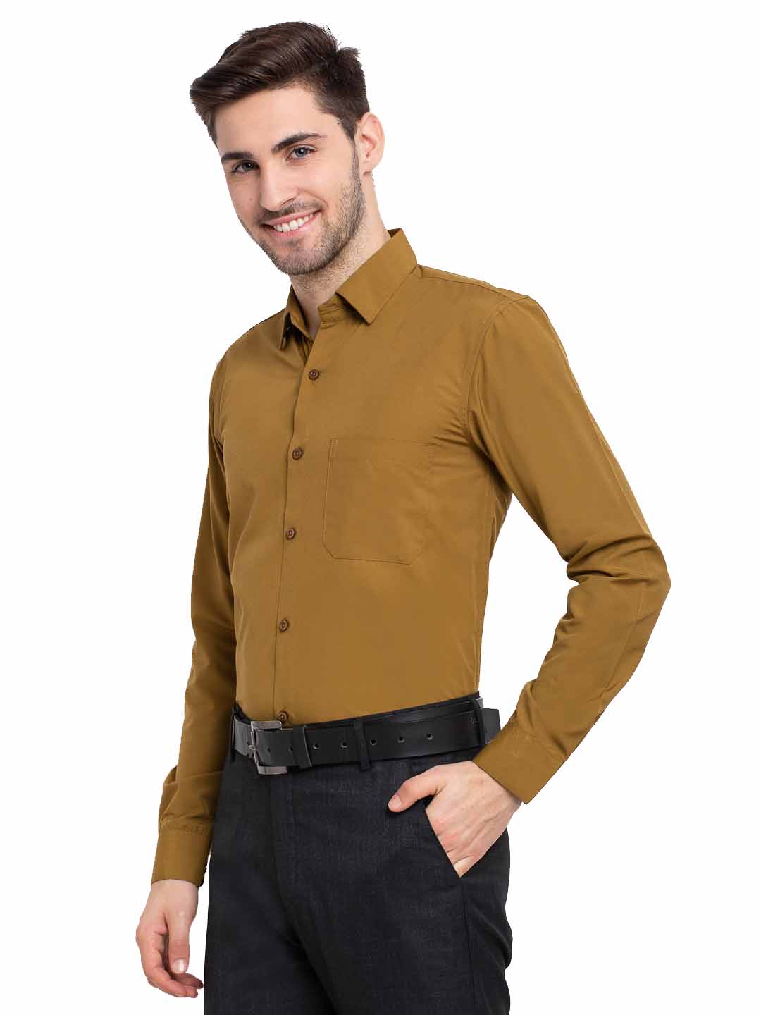 Jainish Men Mustard Solid Formal Shirt
