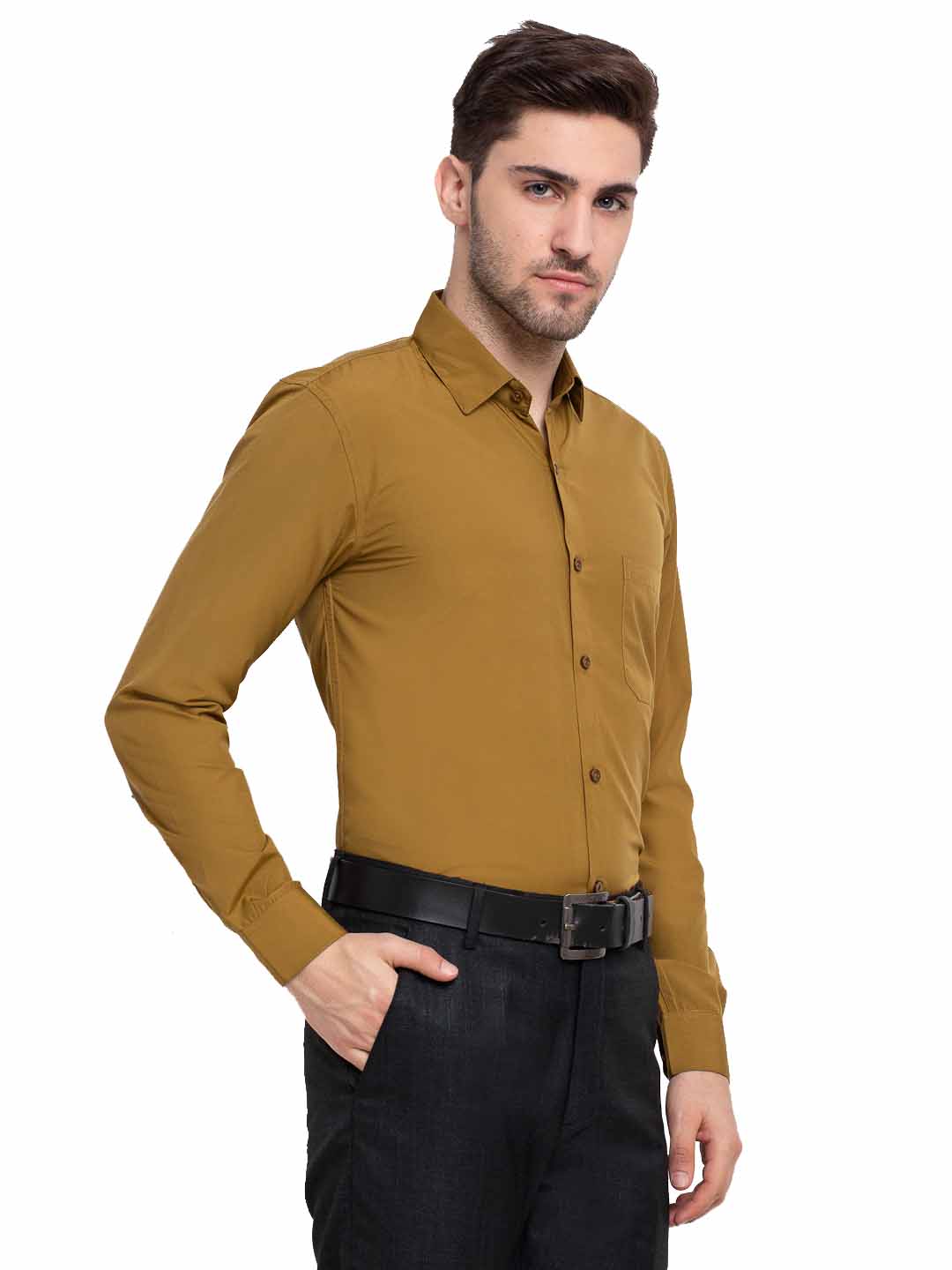 Jainish Men Mustard Solid Formal Shirt