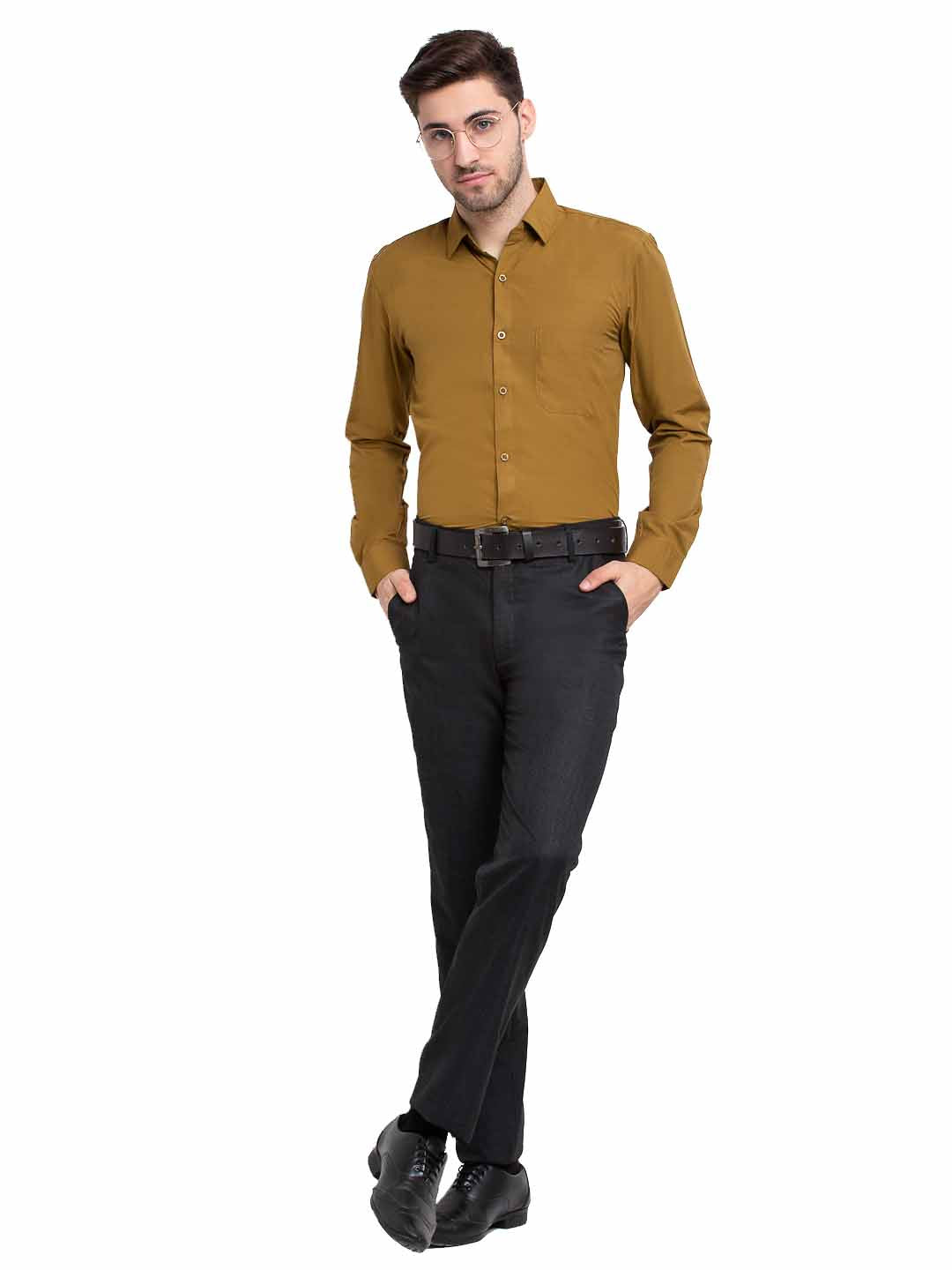 Jainish Men Mustard Solid Formal Shirt