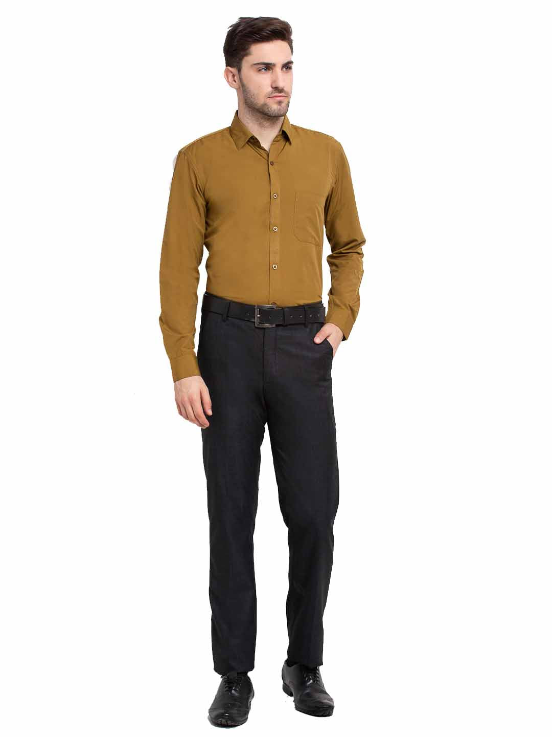 Jainish Men Mustard Solid Formal Shirt