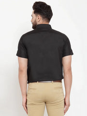 Black Men's Cotton Half Sleeves Solid Formal Shirts ( SF 754Black )