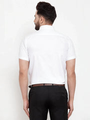 White Men's Cotton Half Sleeves Solid Formal Shirts ( SF 754White )