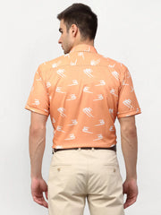 Peach Men's Printed Lycra Half Sleevess Formal Shirts ( SF 778Peach )