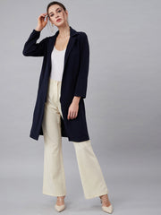 athena women navy blue solid lapel shrug