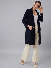 athena women navy blue solid lapel shrug