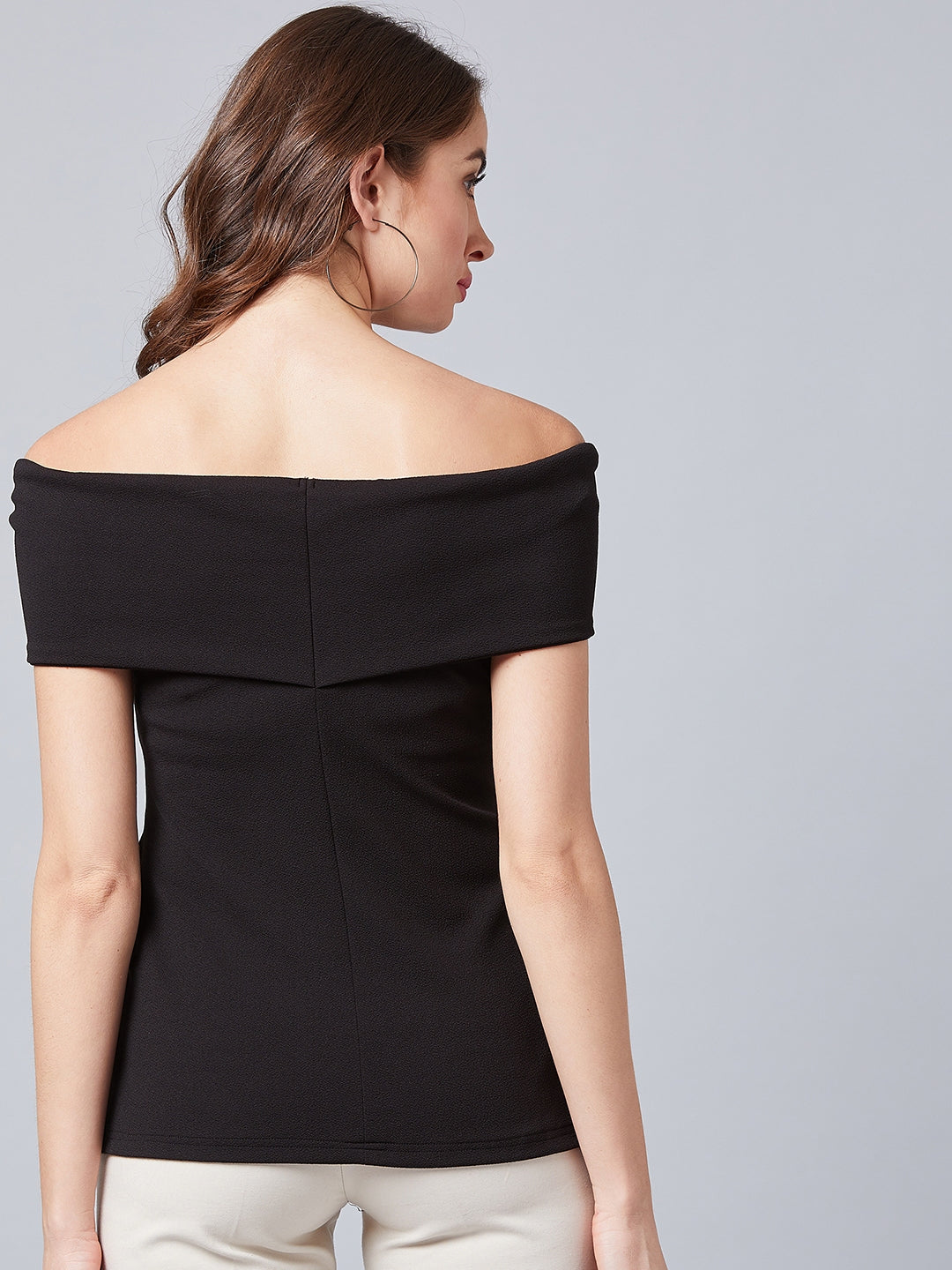 athena black pleated bardot top