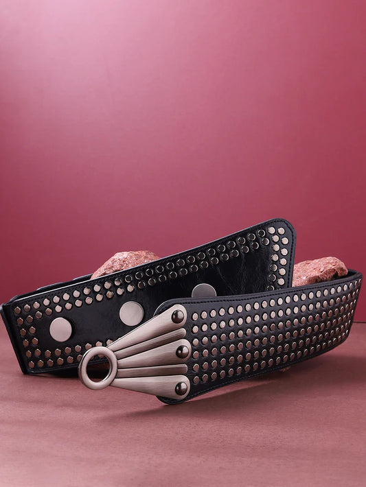 Haute Sauce - Black Textured Stretch Waist Belt
