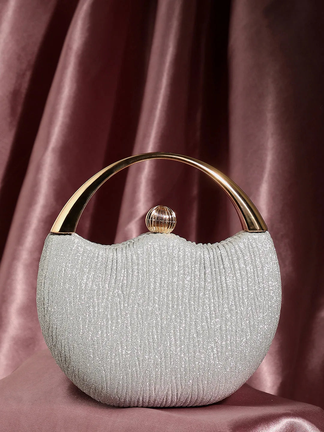 Textured Party Mini Hand Bag with Push Lock