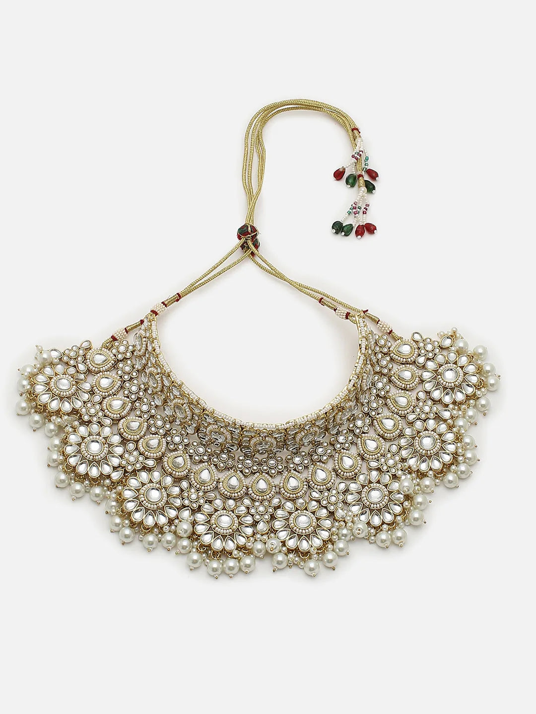SOHI - Gold Plated Kundan Necklace, Earrings and Maang Tikka Set