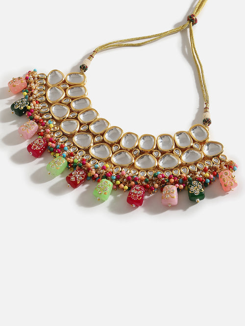 SOHI - MULTI COLOUR KUNDAN JEWELLERY SET