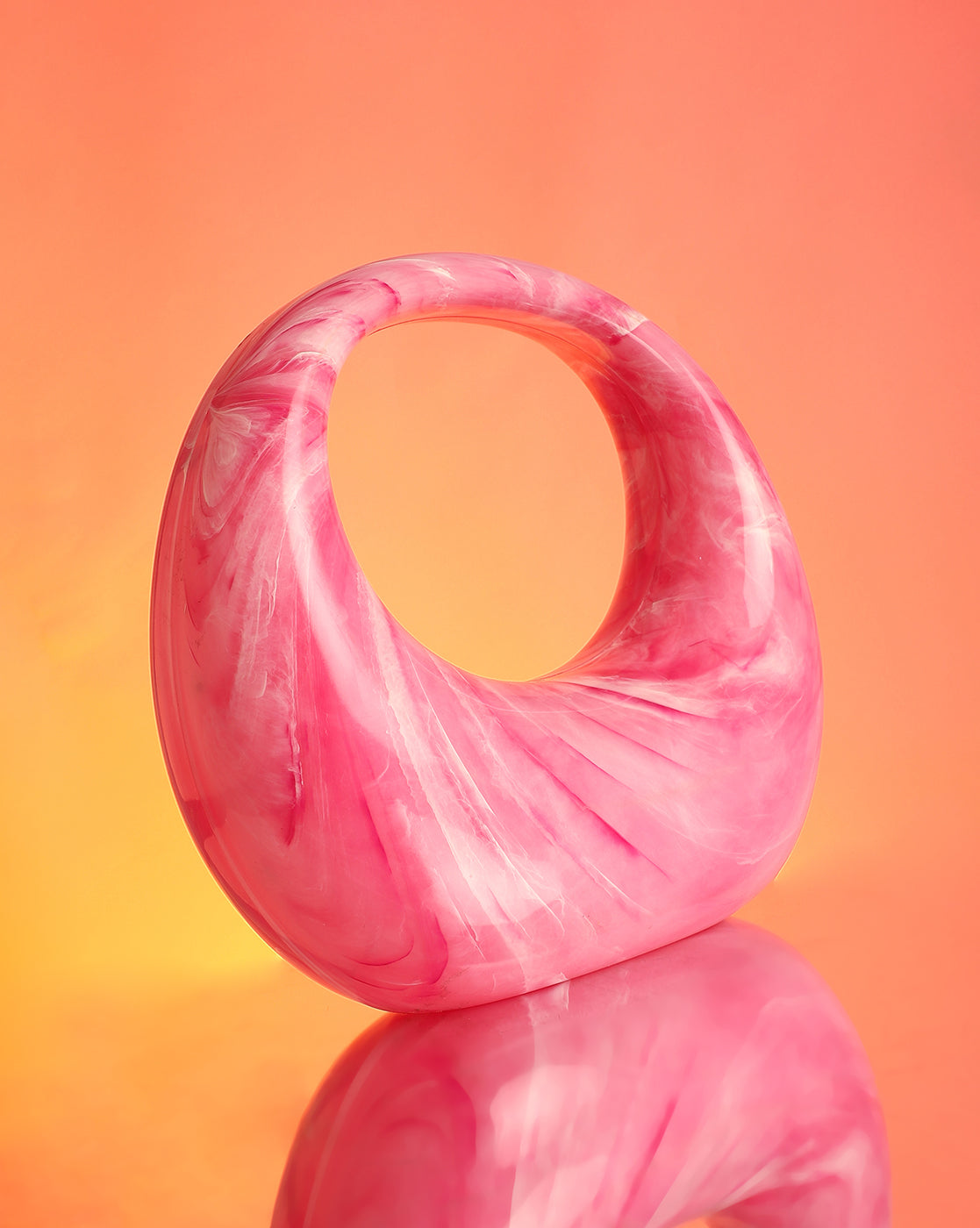 Women Sculptural Structured Handheld Bag- Pink