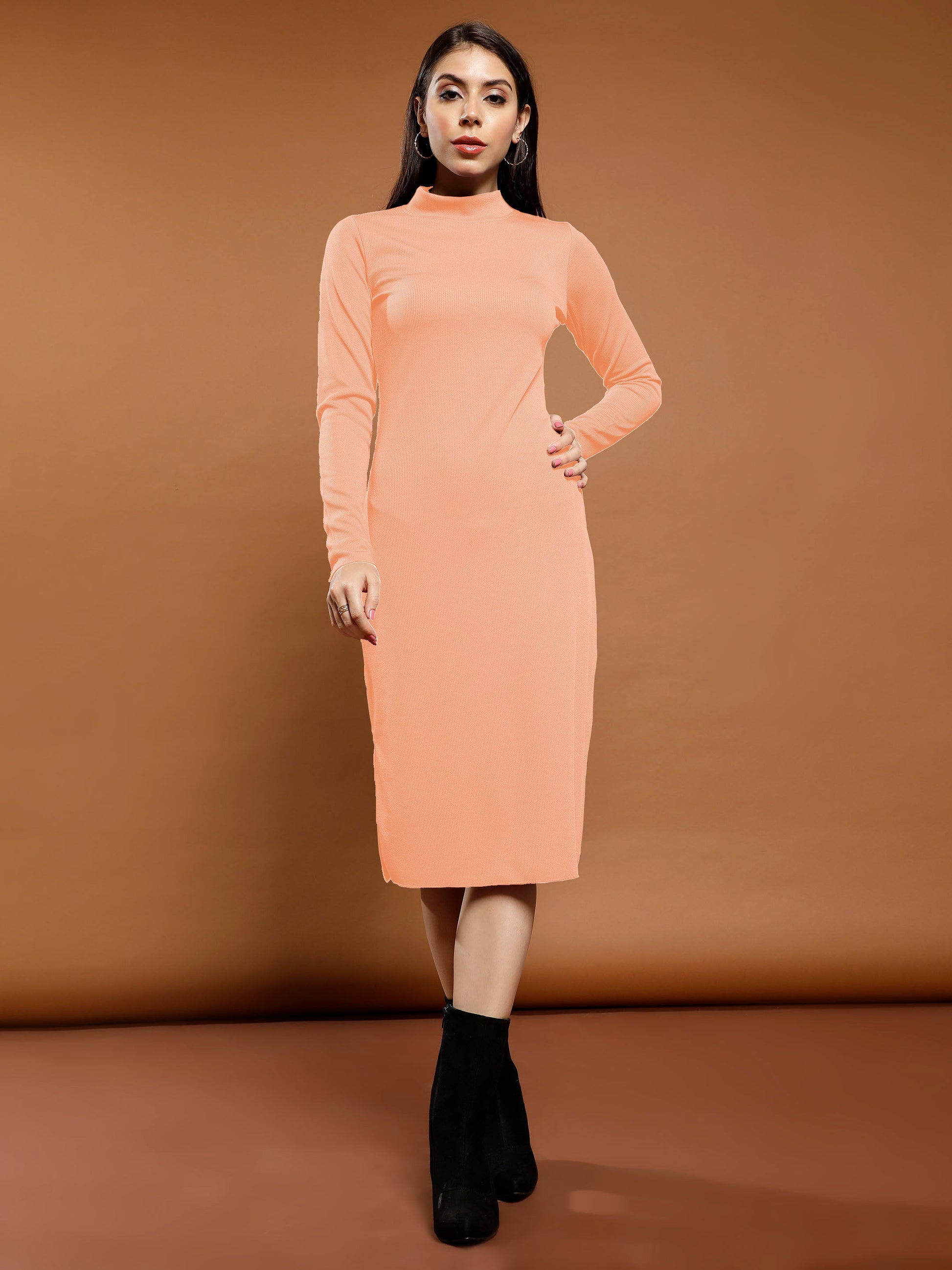 athena women high neck bodycon midi dress