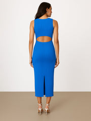 Women Royal Blue Rib Back Cut-Out Dress